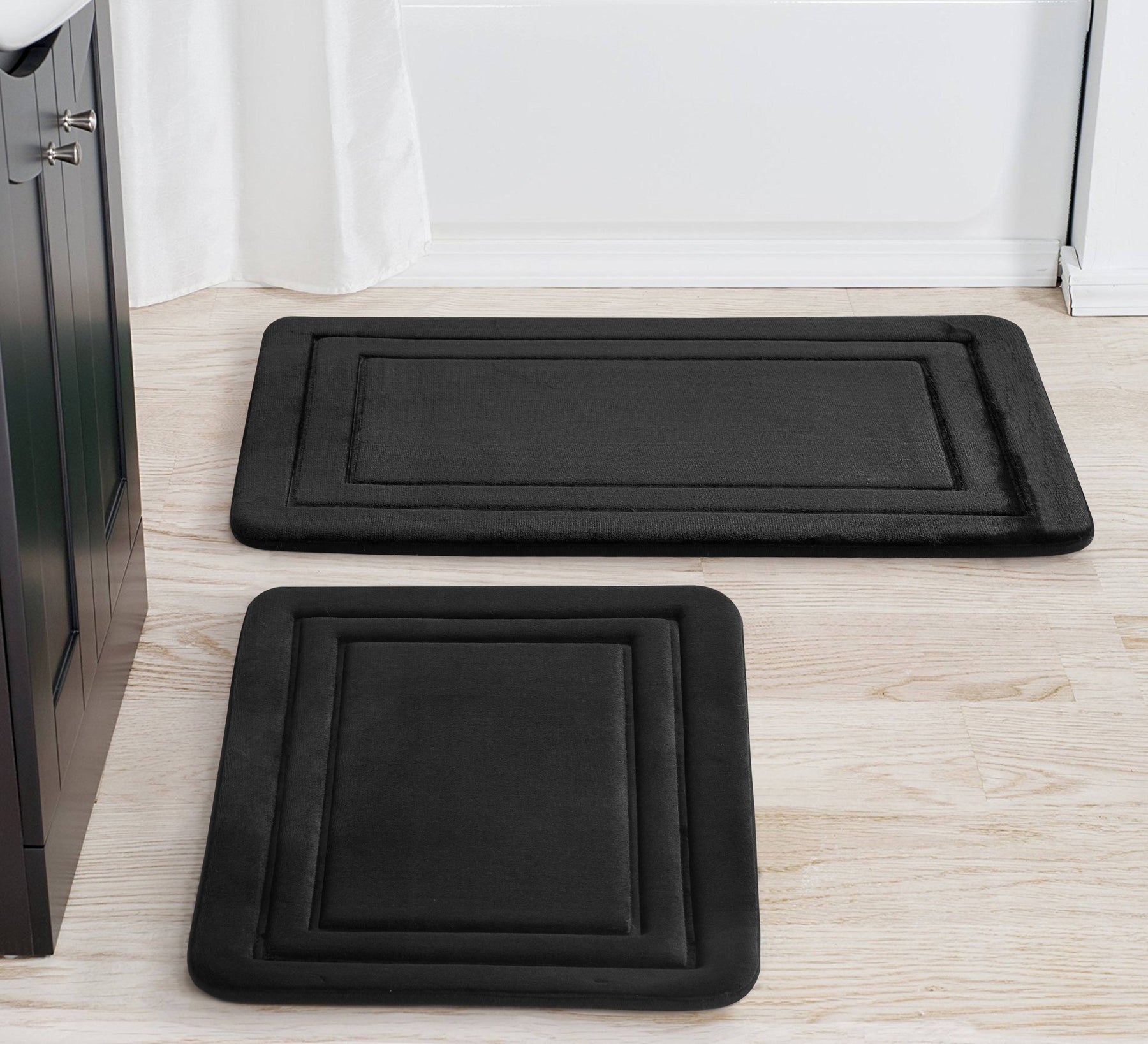 Mainstays Memory Foam Bath Rug Set - Black - 1 Each