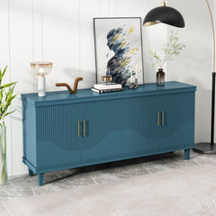 Large 4 - Door Storage Cabinet with Adjustable Shelves, Modern Multi - Room Organizer for Living Room, Kitchen, Bedroom, Hallway - Blue