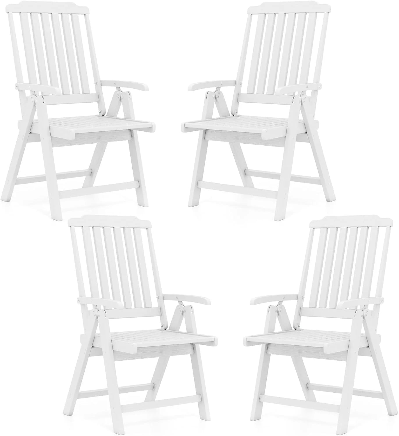 Tangkula Foldable Patio Chair All-Weather HDPE Outdoor Dining Chair with Armrest