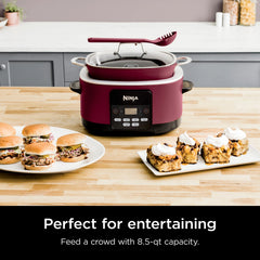 Ninja Foodi Possible Cooker, 8.5 Quart, 6 - in - 1 Multi - Cooker, Slow Cooker, Steamer, Glass Lid Integrated Cooking Utensil, Nonstick, Oven Safe Pot to 500°f, Cherry Tarte, MC1000WM