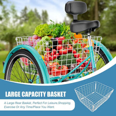 MOPHOTO Adult Tricycle 20/24/26 in 3 Wheel Bicycle, 3 Wheel Bikes for Adults, 7 Speed Low Stepover Frame Tricycle with Basket/Bell, 3 Wheel Bicycle for Seniors, Women, Men