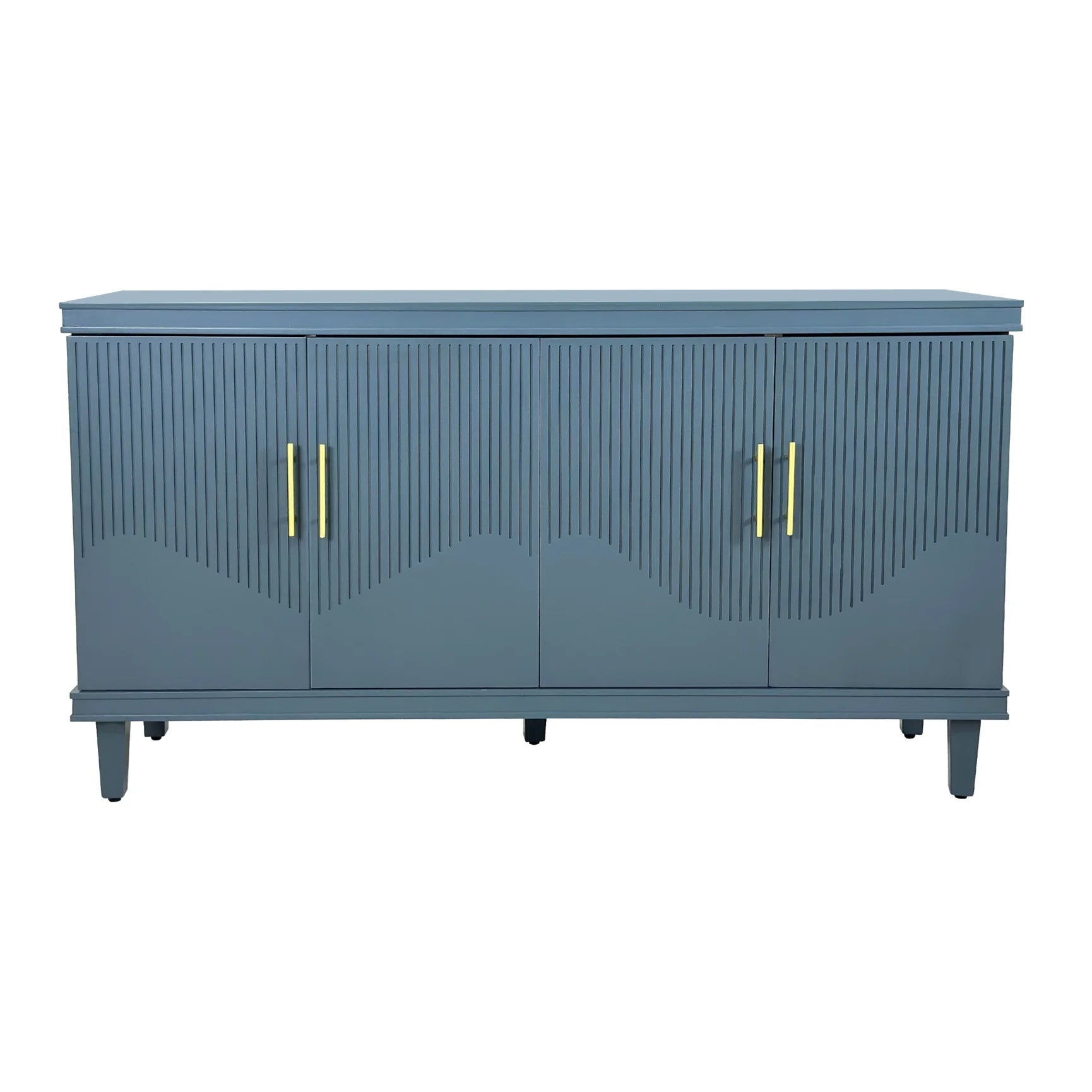 Large 4 - Door Storage Cabinet with Adjustable Shelves, Modern Multi - Room Organizer for Living Room, Kitchen, Bedroom, Hallway - Blue