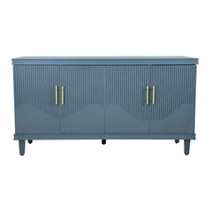 Large 4 - Door Storage Cabinet with Adjustable Shelves, Modern Multi - Room Organizer for Living Room, Kitchen, Bedroom, Hallway - Blue