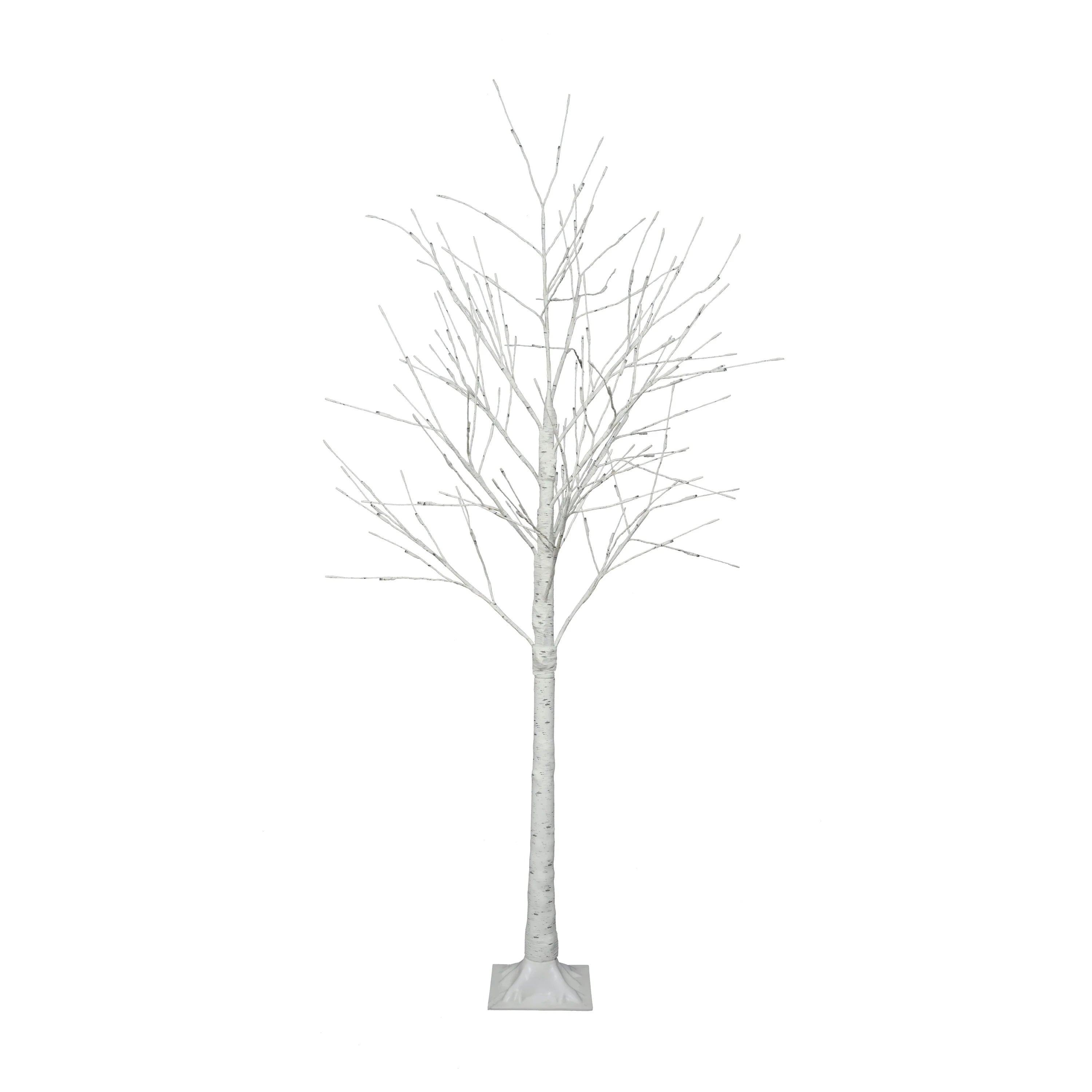 AECOJOY Set of Lighted Birch Tree, 4FT/5FT/6FT LED Artificial Tree with Warm White Lights, Christmas Tree for Decoration