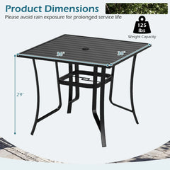 Tangkula 36” Square Patio Dining Table for 4 with Umbrella Hole