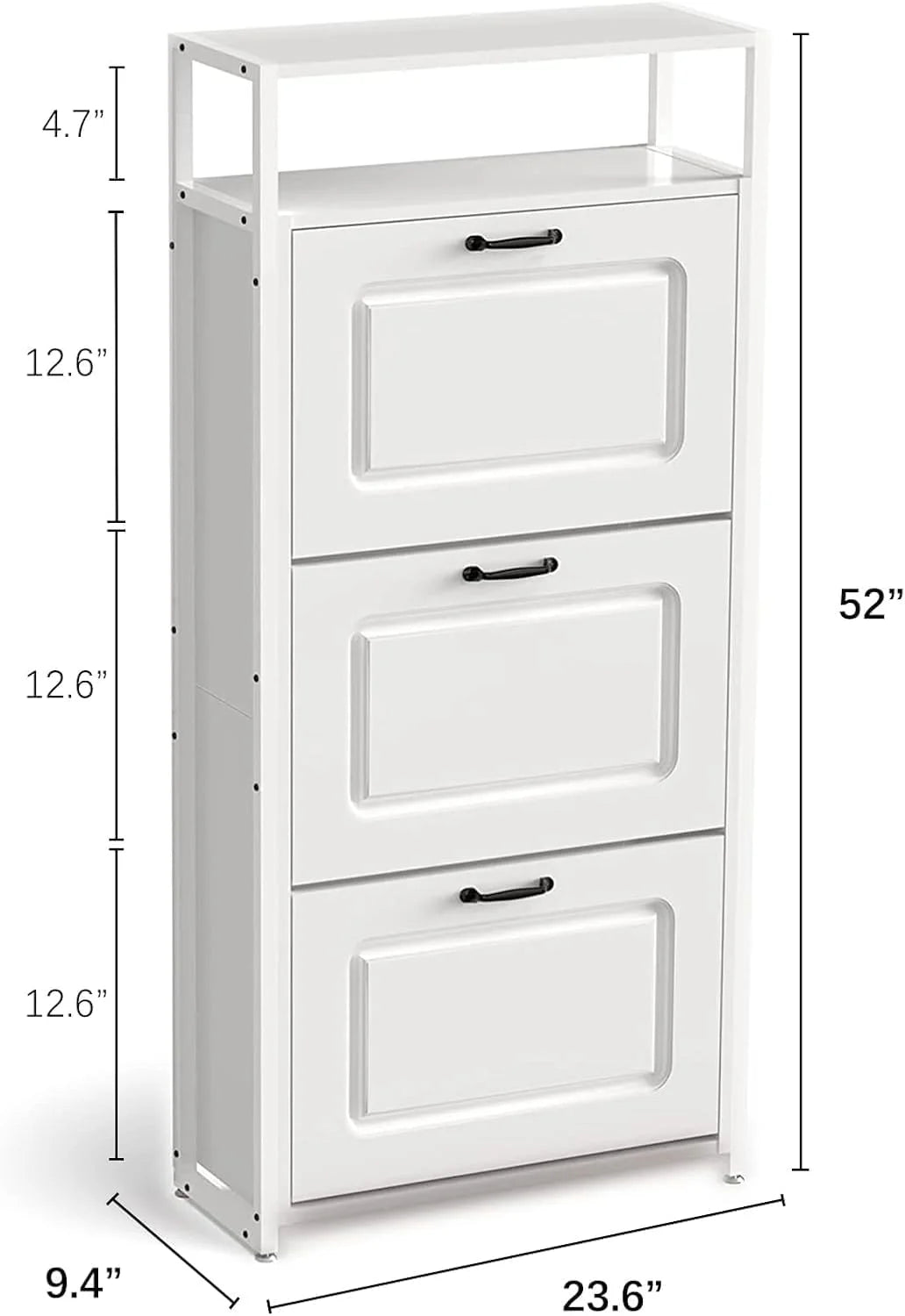 HAIOOU Shoe Storage Cabinet, Wood Shoe Cabinet with Adjustable Shelf for Entryway with 3 Flip Drawers, Rustic Brown