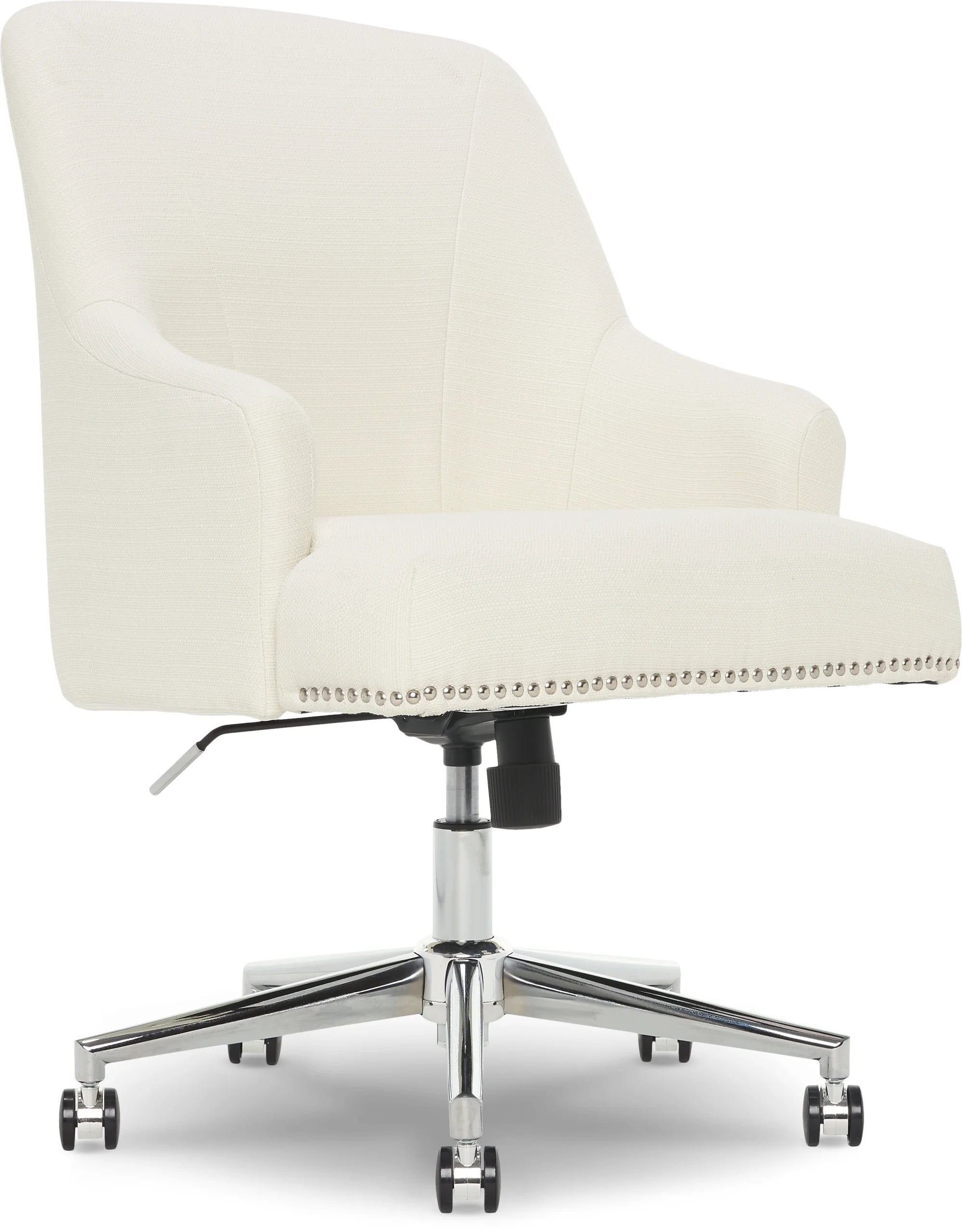 Serta Leighton Home Office Desk Chair Chrome Nailheads Twill Fabric Lilac Purple