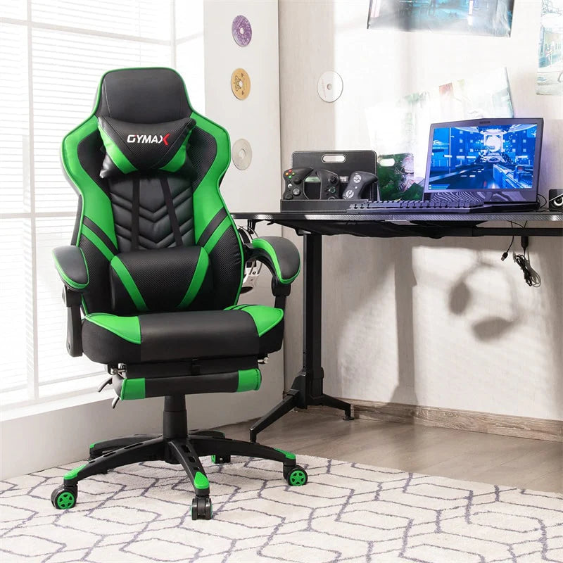 Ergonomic Gaming Chair Recliner with Footrest, Linkage Armrests & Lumbar Support, Big Wide High Back Swivel Video Gaming Office Computer Chair