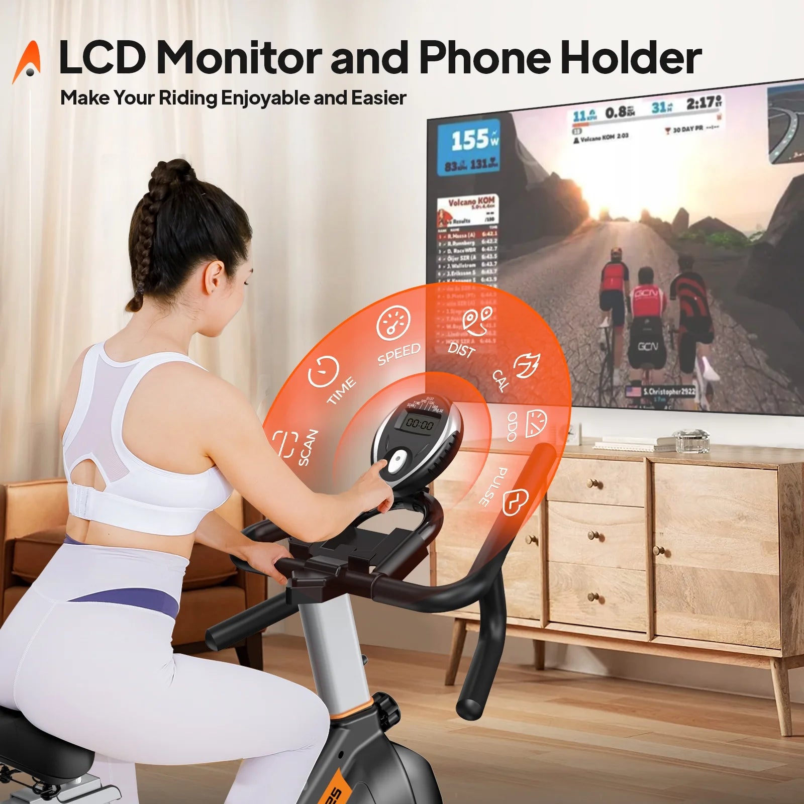 Pooboo Stationary Exercise Bike Indoor Cycling Bike Cycle Bicycle Adjustable Resistance for Home Office Cardio Workout Machine Max Weight 350 lb