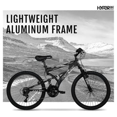24" Hyper Bicycles Havoc Mountain Bike, Youth/Adult, Recommended Ages 10 - 14 Years Old, Black