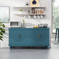 Large 4 - Door Storage Cabinet with Adjustable Shelves, Modern Multi - Room Organizer for Living Room, Kitchen, Bedroom, Hallway - Blue