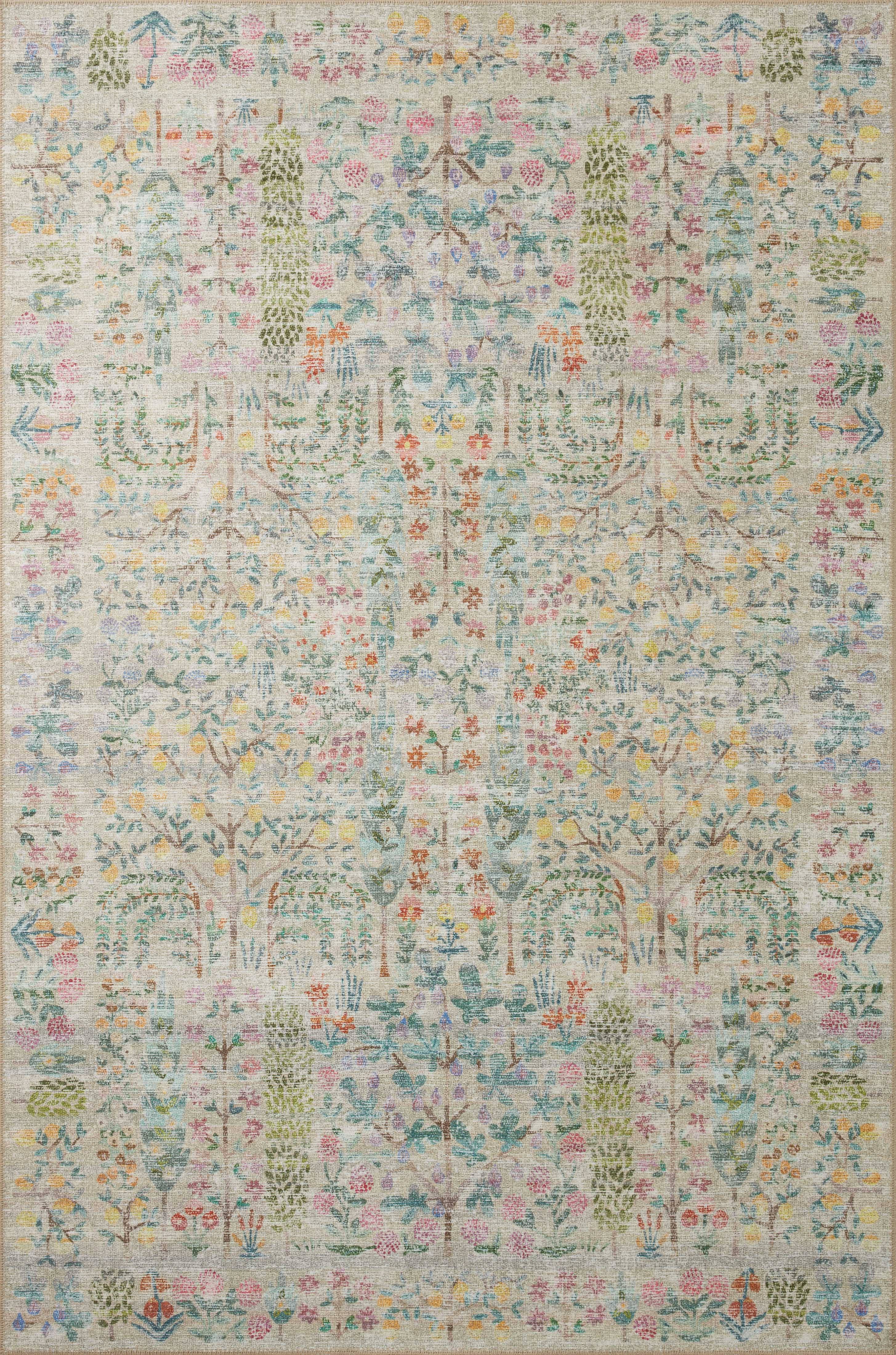 Rifle Paper Co. x Loloi 5'0" x 7'6" Khaki Maison Grove (MAO-07) Area Rug