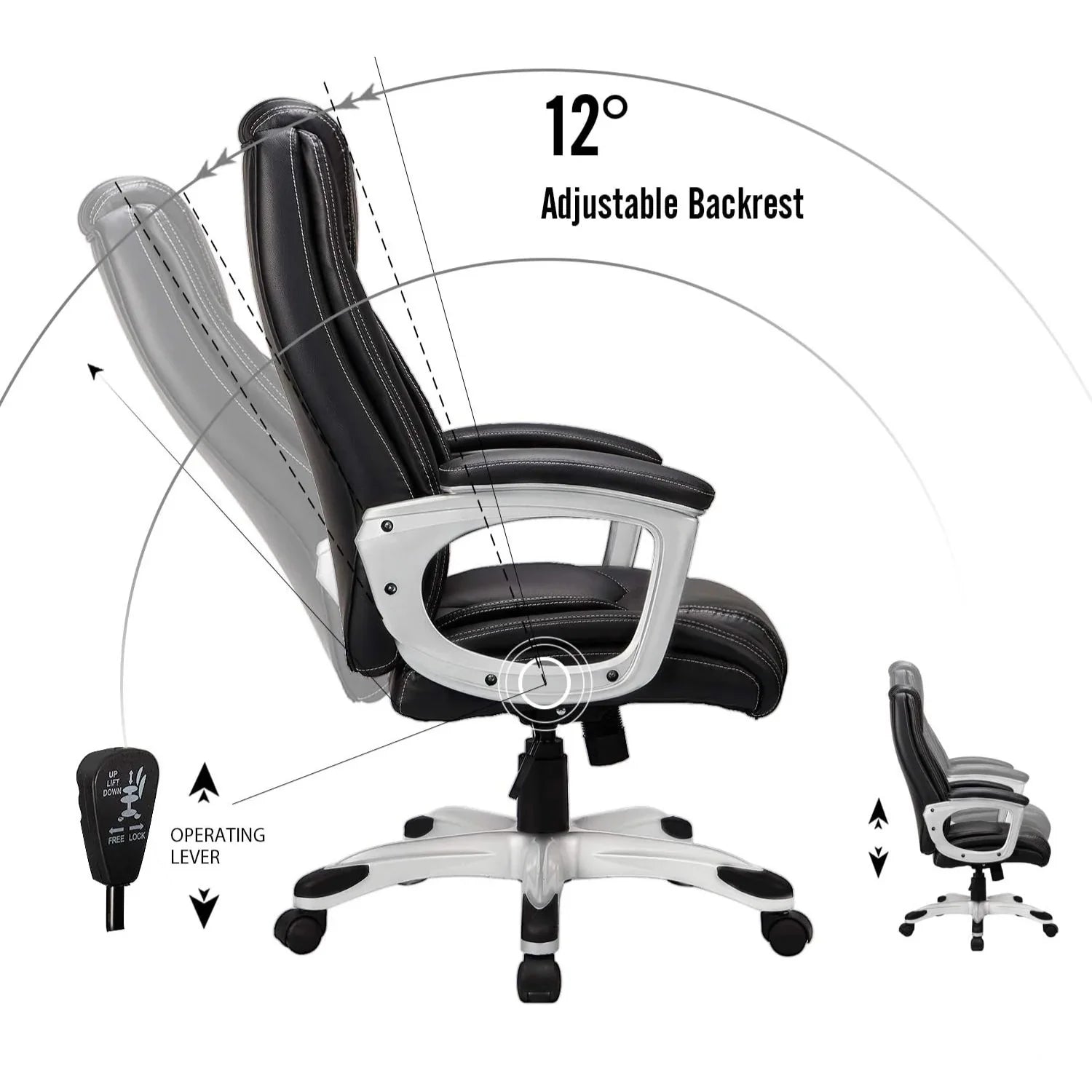 AECOJOY Office Chair Ergonomic, Leather Office Chair with High Back