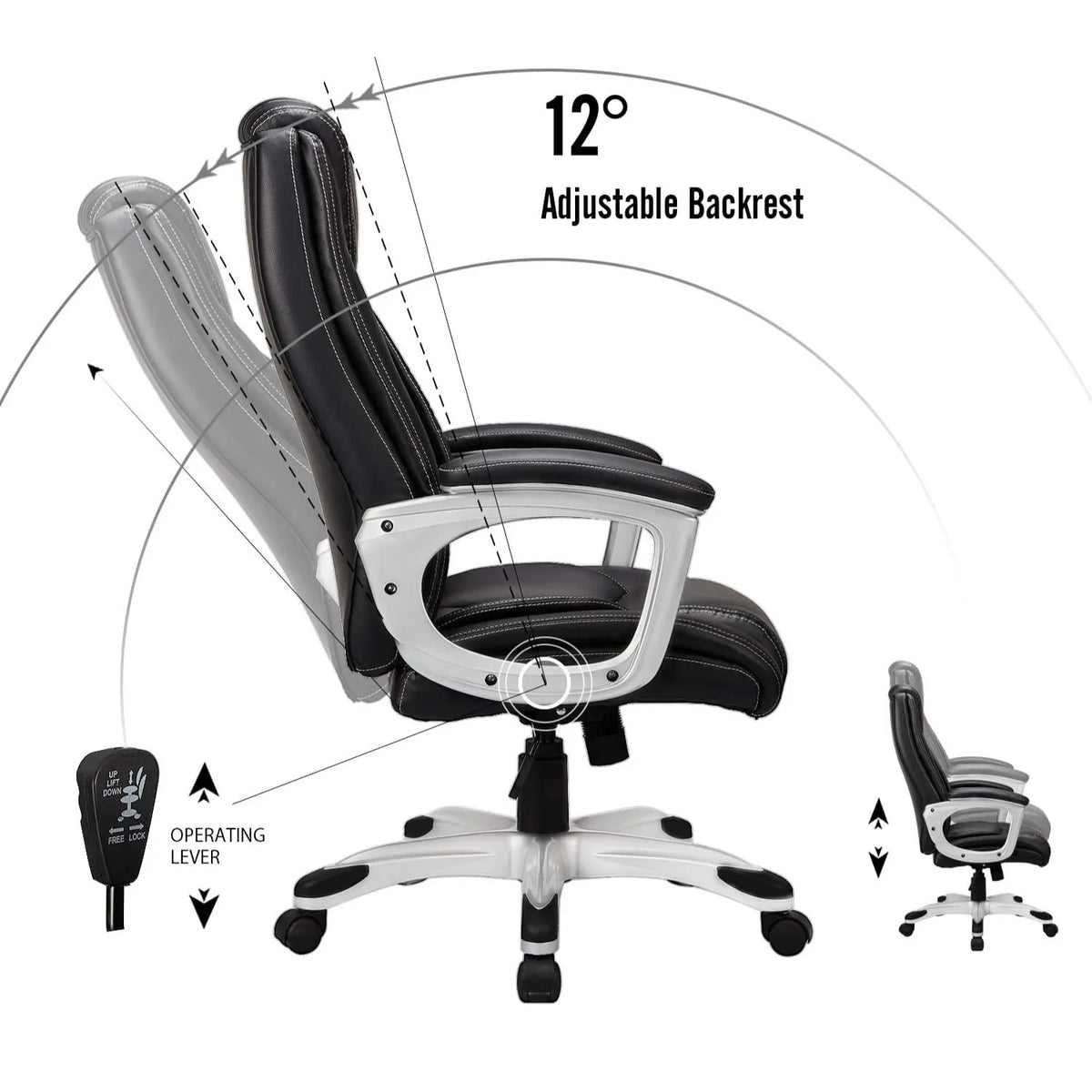 AECOJOY Office Chair Ergonomic, Leather Office Chair with High Back