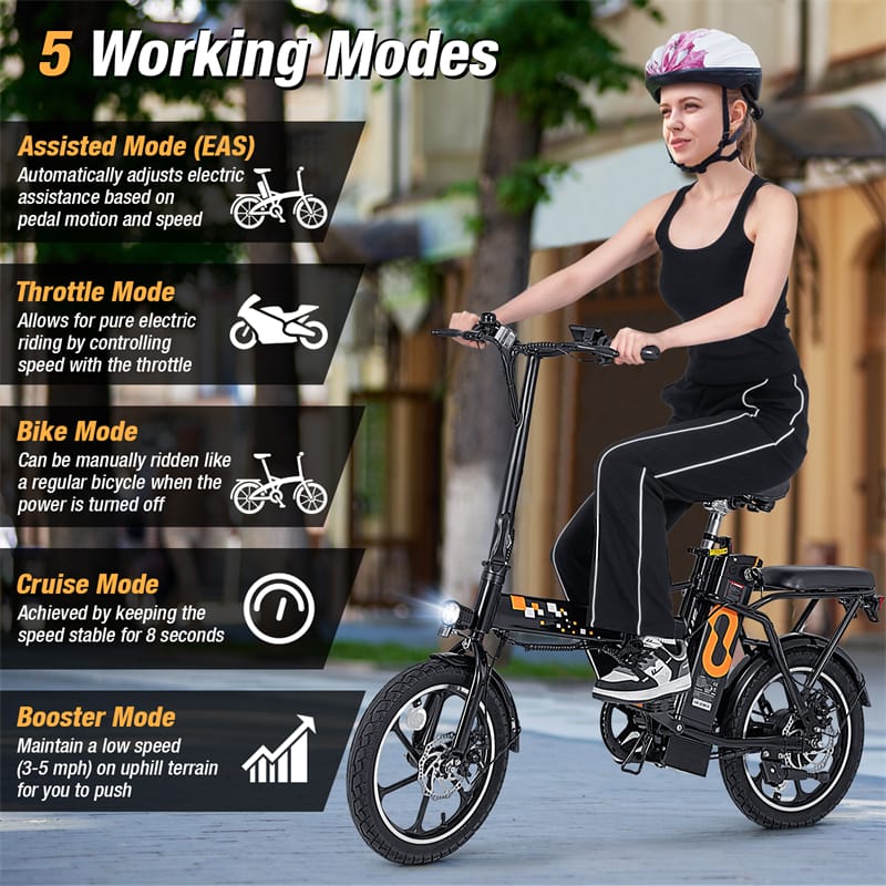 16" Folding Electric Bike with 500W Brushless Motor, 20 MPH, 37-Mile Range, Removable Battery & Dual Disc Brakes, Mini E-Bike for City Commuting