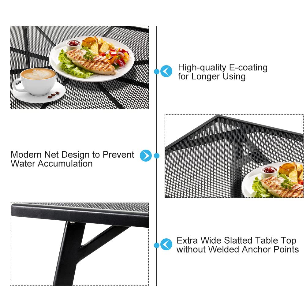 AECOJOY 51”x31” Metal Patio Dining Table Rectangular Outdoor Table with 1.73" Umbrella Hole