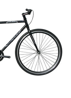 Wonder Wheels Fixed Bike 700C 57cm Hi - Ten Steel Frame Side Pull Brake Alloy Black Rims 700c*1.5*14g*32h*h30 Black Spokes, Tire: Black. - Matte Black & Black
