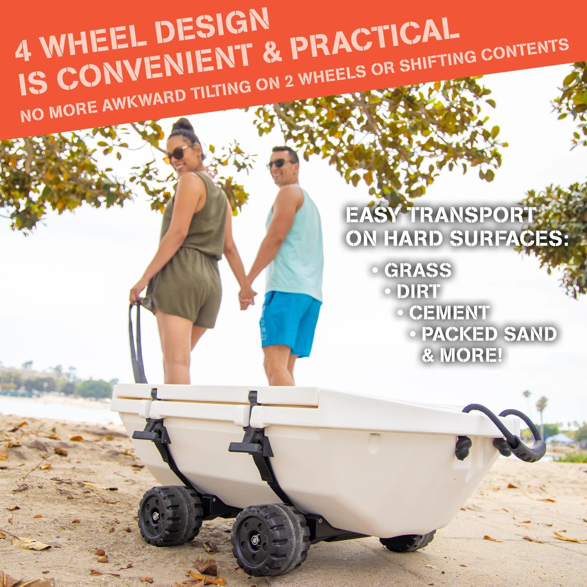Cuddy 40 QT Floating Cooler and Dry Storage Vessel with Cuddy Crawler Wheel Kit - Navy