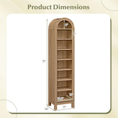 Tangkula 71" Tall Arched Bookcase for Living Room