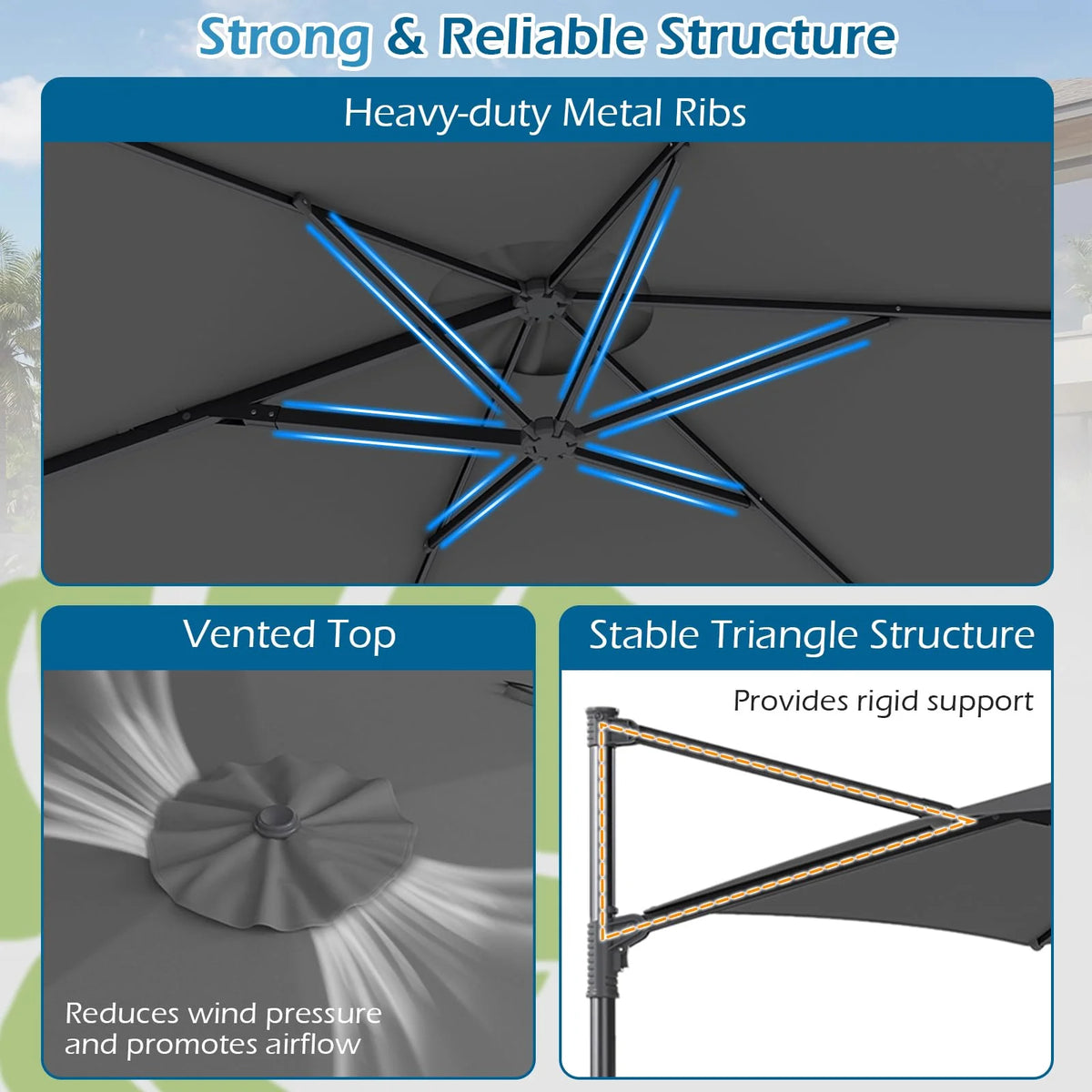 Tangkula 10FT Patio Umbrella Offset Cantilever Outdoor Umbrella