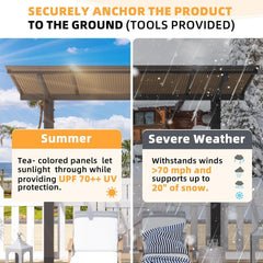 AECOJOY 14' x 10' Gazebo for Patio, Hard Top Lean to Gazebo Pergola Carport