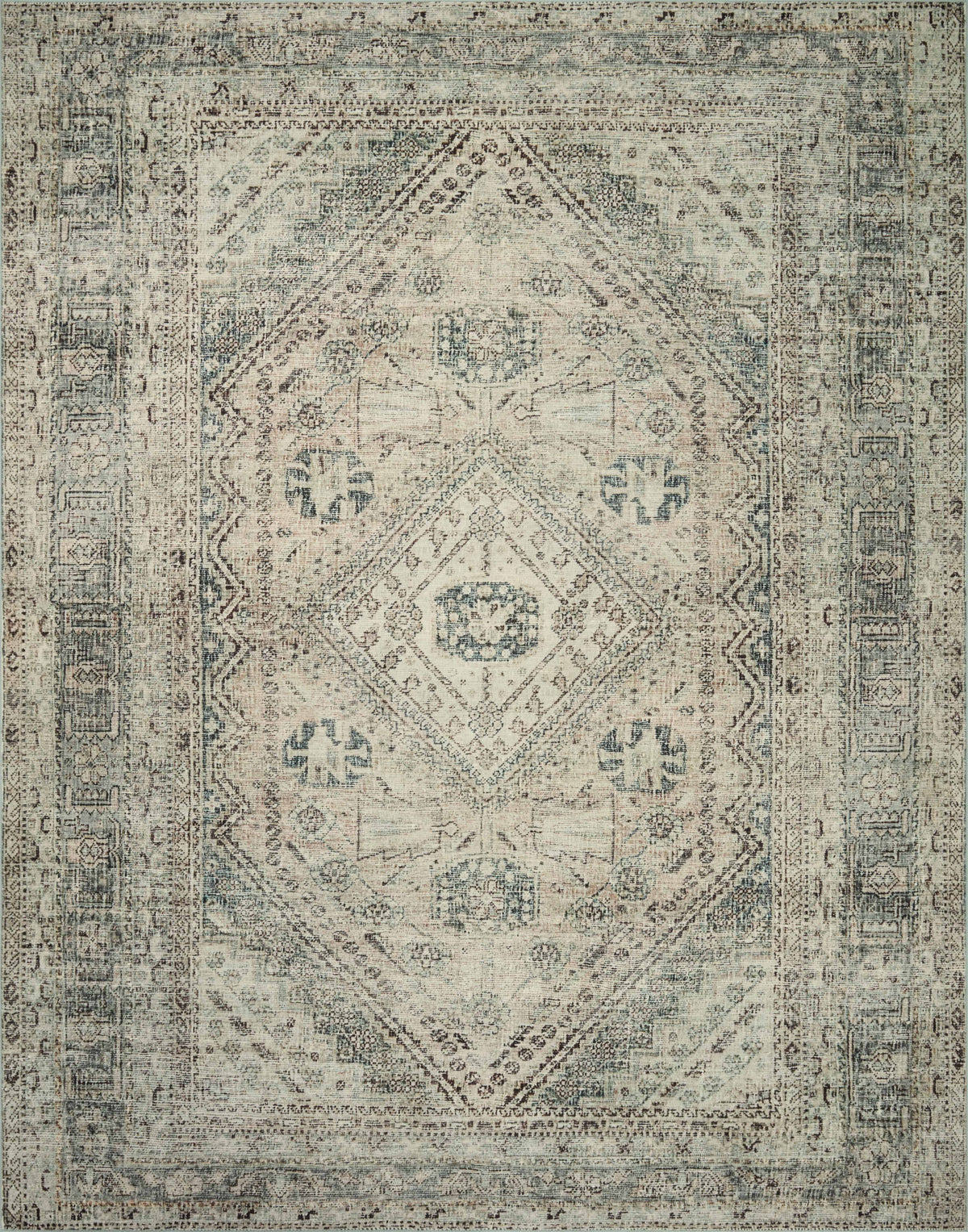 Magnolia Home by Joanna Gaines x Loloi Sinclair Machine Washable Natural / Sage Area Rug Rug Size: Rectangle 7'6" x 9'6"