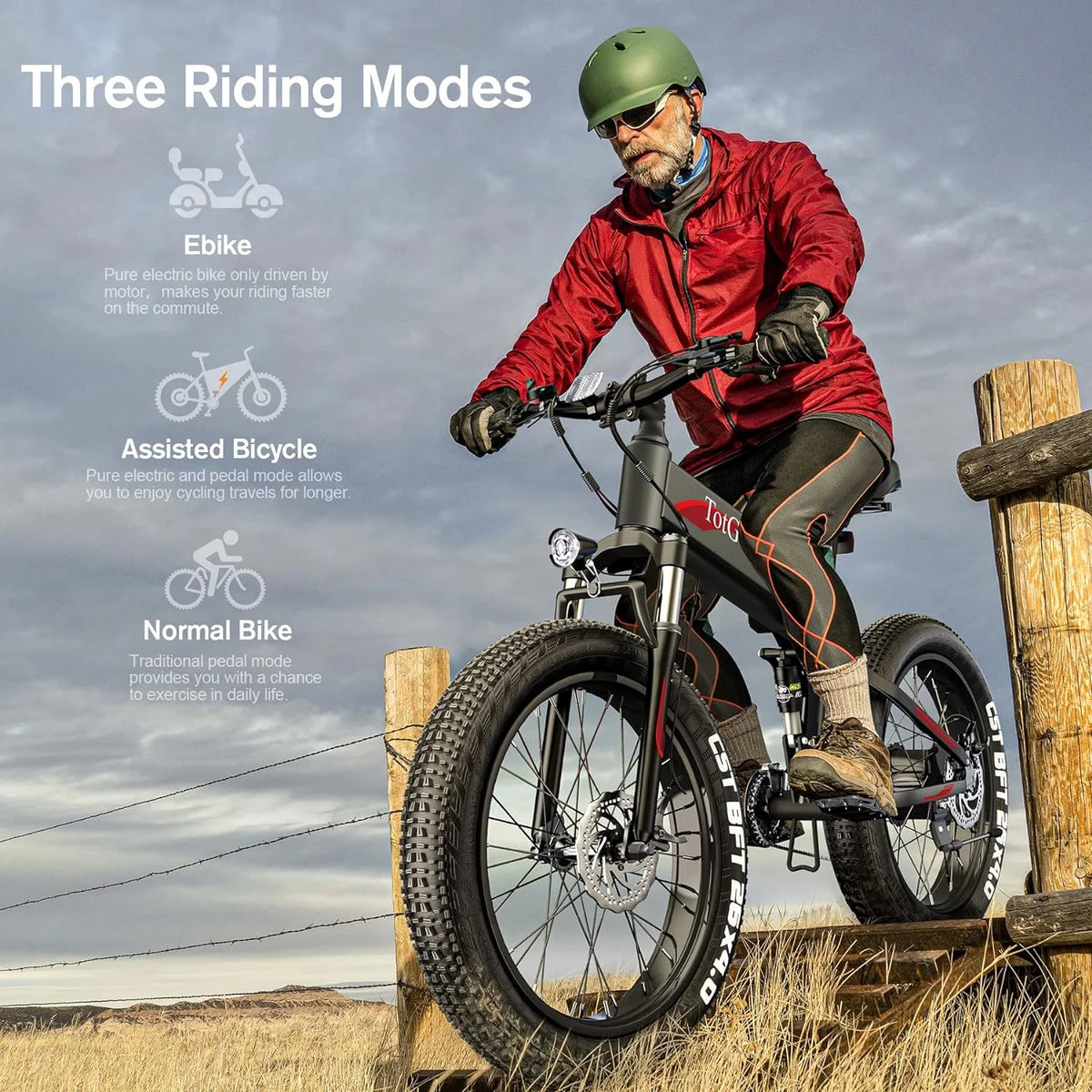Totguard 26"x4" Electric Bike, Fat Tire 500W Ebike, Foldable Electric Bicycles E Bikes for Adults Electric 48V 10ah Battery, Dual Shock Absorber, Lockable Fork UL2849