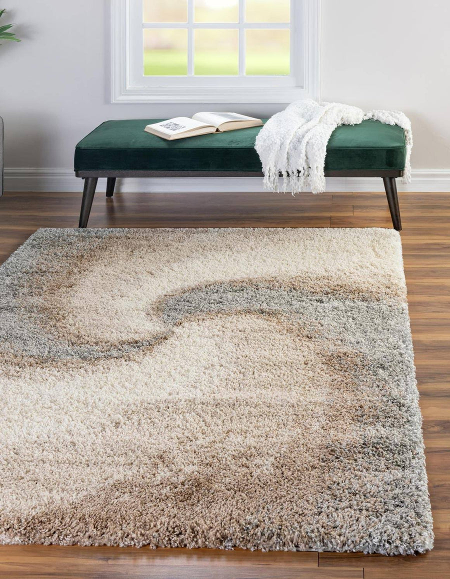 Unique Loom Soft Touch Shag 5x8 Khaki Abstract Area Rug