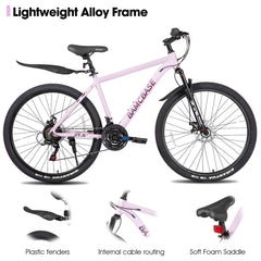 HILAND 26 in Mountain Bike, Mens and Womens Aluminum Frame MTB with 21 Speeds, Dis Brake, Hardtail Bicycle for Adults