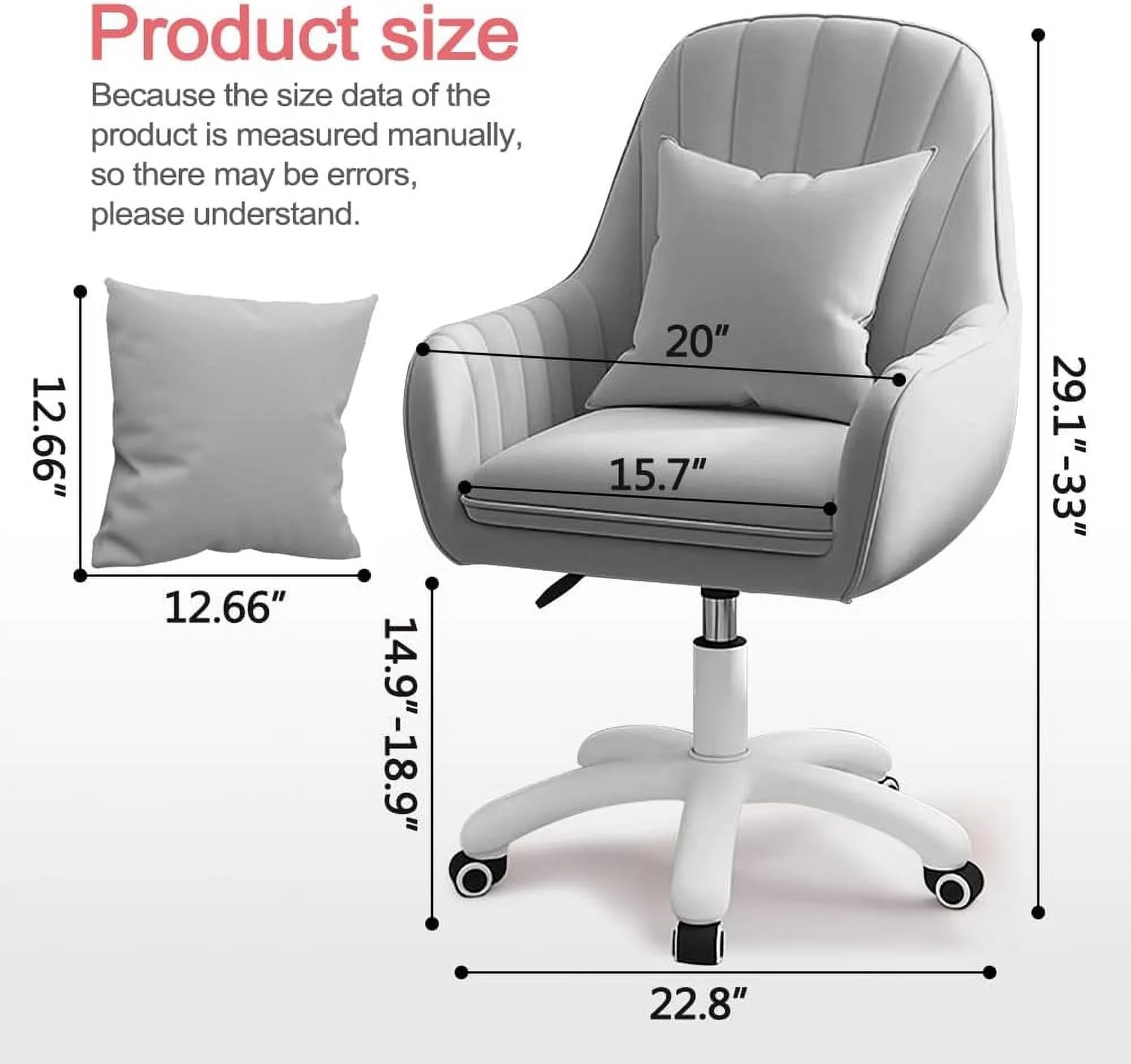 Home Office Chair Computer Chair with Mid - Back Upholstered Modern Tufted Computer Task Chair Swivel Height Adjustable Velvet Accent Chair.white