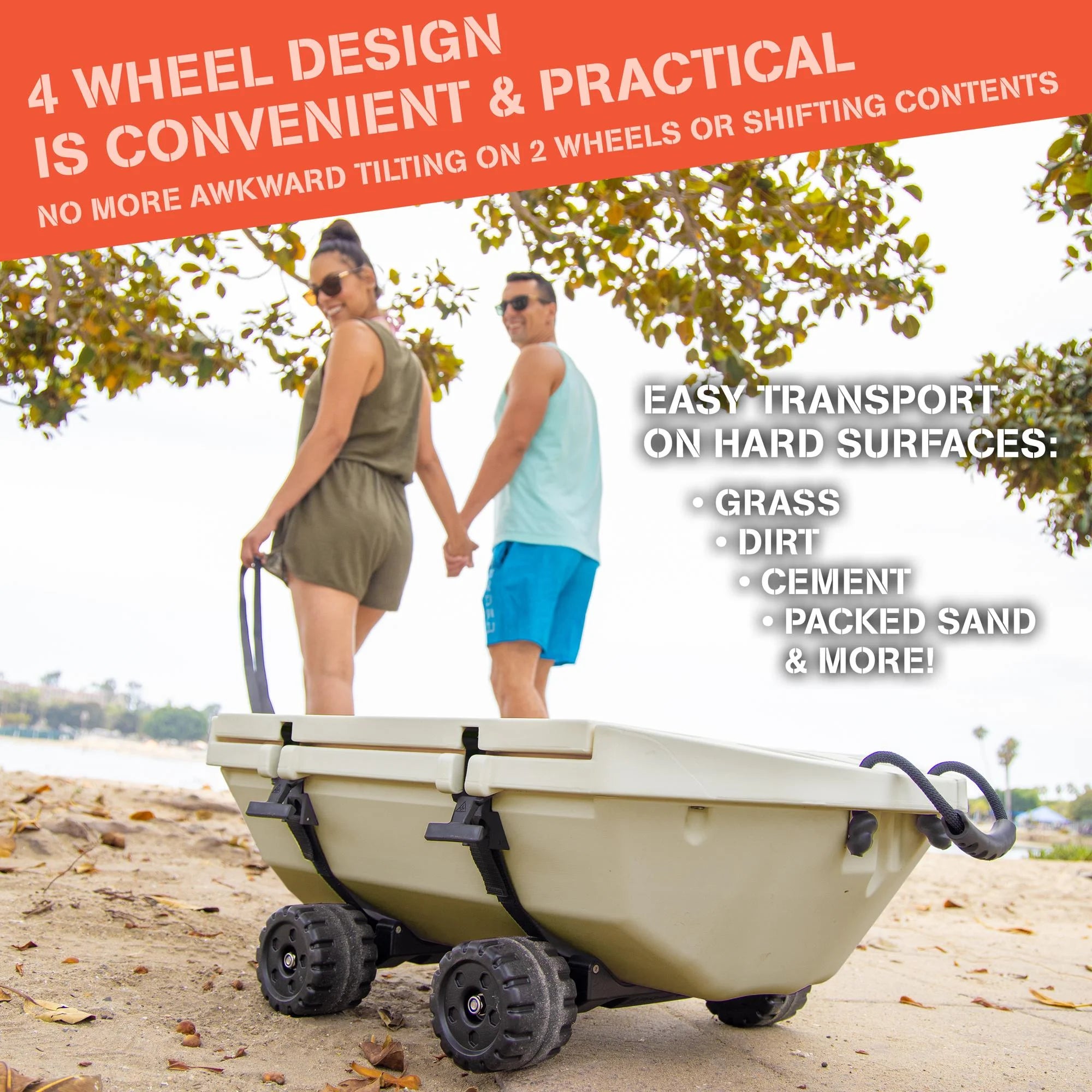 Cuddy 40 QT Floating Cooler and Dry Storage Vessel with Cuddy Crawler Wheel Kit - Navy