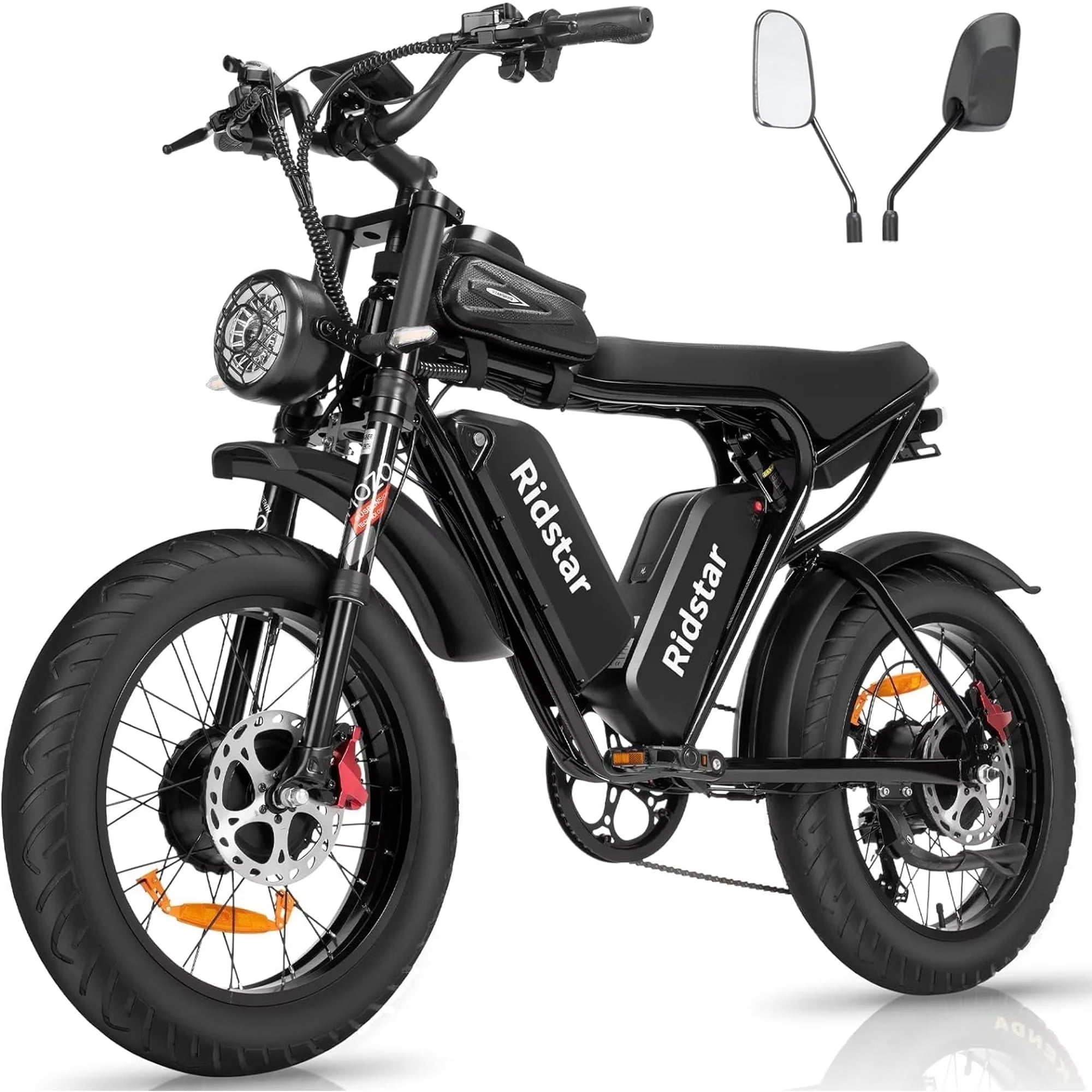 Ridstar 1500W Electric Bike for Adults, 33MPH 48V 20ah Electric Bicycle, 20" Fat Tire Full Suspension Mountain Bike UL2849