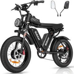 Ridstar 1500W Electric Bike for Adults, 33MPH 48V 20ah Electric Bicycle, 20" Fat Tire Full Suspension Mountain Bike UL2849