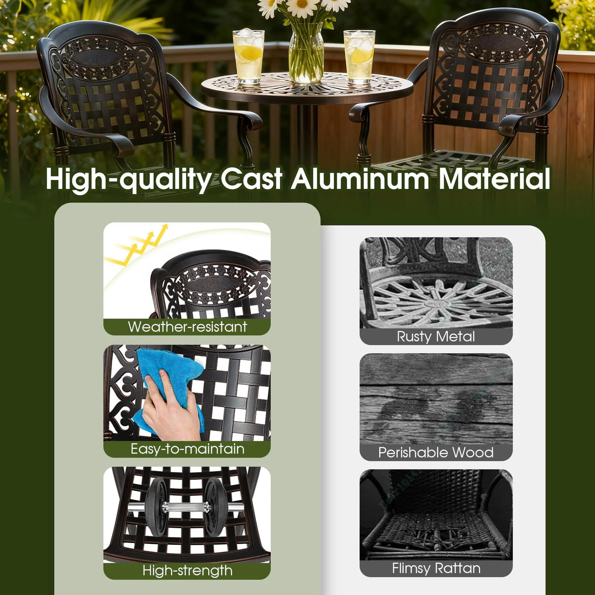 Tangkula 3 Piece Patio Bar Set
