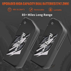 2000W Electric Dirt Bike for Adults Ridingtimes GT73 UL2849, Brushless Hub Motor, 18.2ah*2 Electric Bike with 25\ Tires Digital Screen Carbon Steel