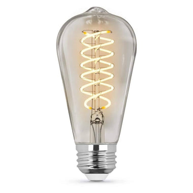 Feit Electric 60-Watt Equivalent ST19 Dimmable Spiral Filament Clear Glass E26 Vintage Edison LED Light Bulb, Soft White