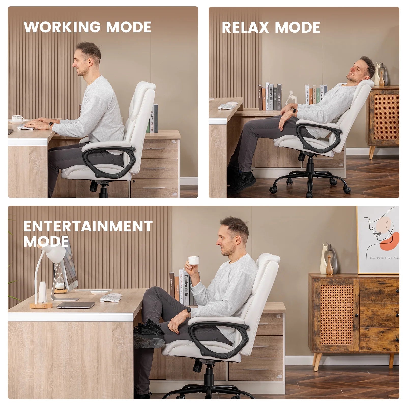 Mainstays Executive Ergonomic High Back Leather Home Office Desk Chair, Black