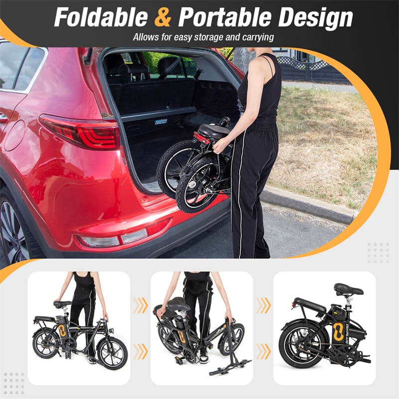 16" Folding Electric Bike with 500W Brushless Motor, 20 MPH, 37-Mile Range, Removable Battery & Dual Disc Brakes, Mini E-Bike for City Commuting