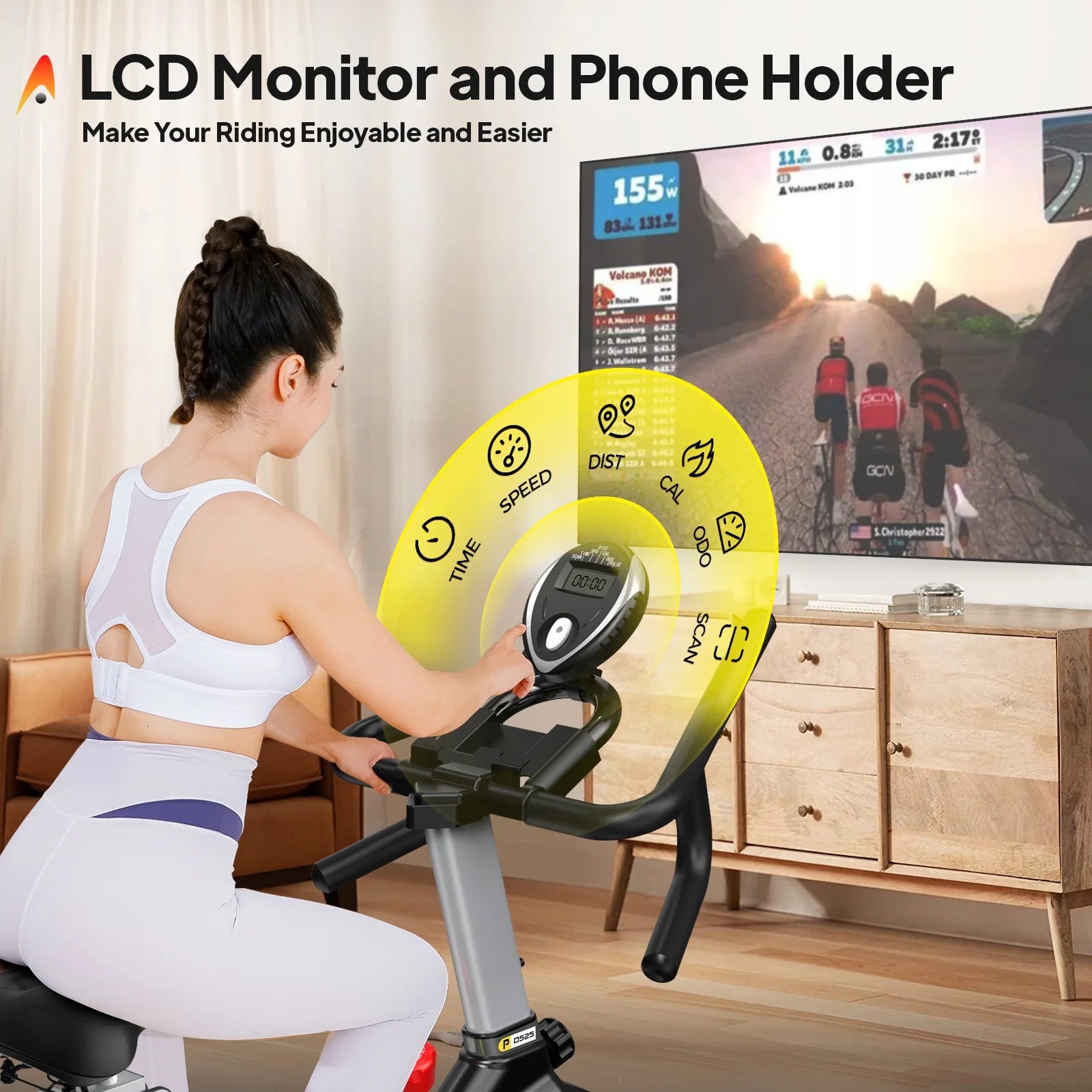 Pooboo Stationary Exercise Bike Indoor Cycling Bike Cycle Bicycle Adjustable Resistance for Home Office Cardio Workout Machine Max Weight 350 lb