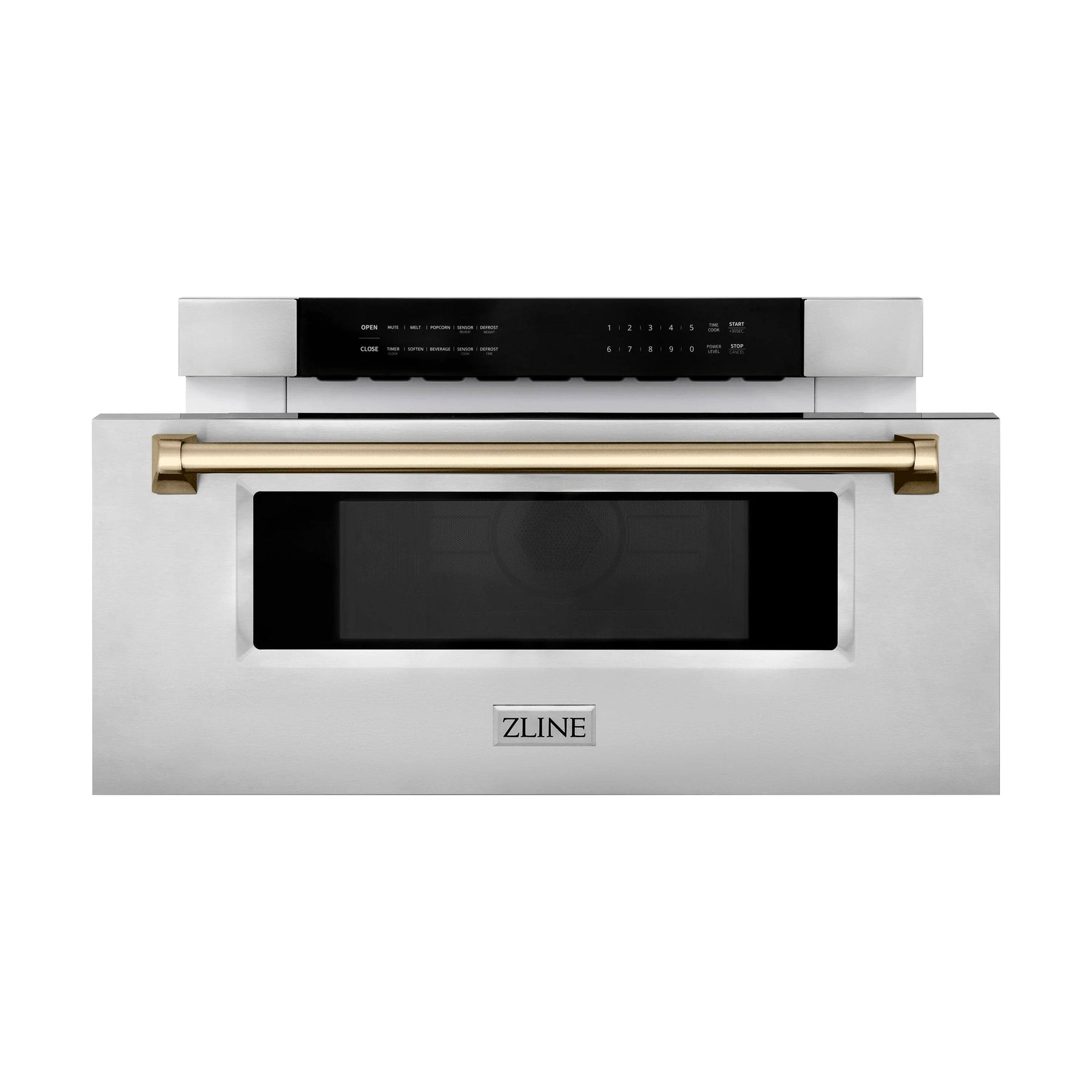 ZLINE Autograph Edition 30" 1.2 Cu. ft. Built-In Microwave Drawer Stainless Steel with Champagne Bronze Accents