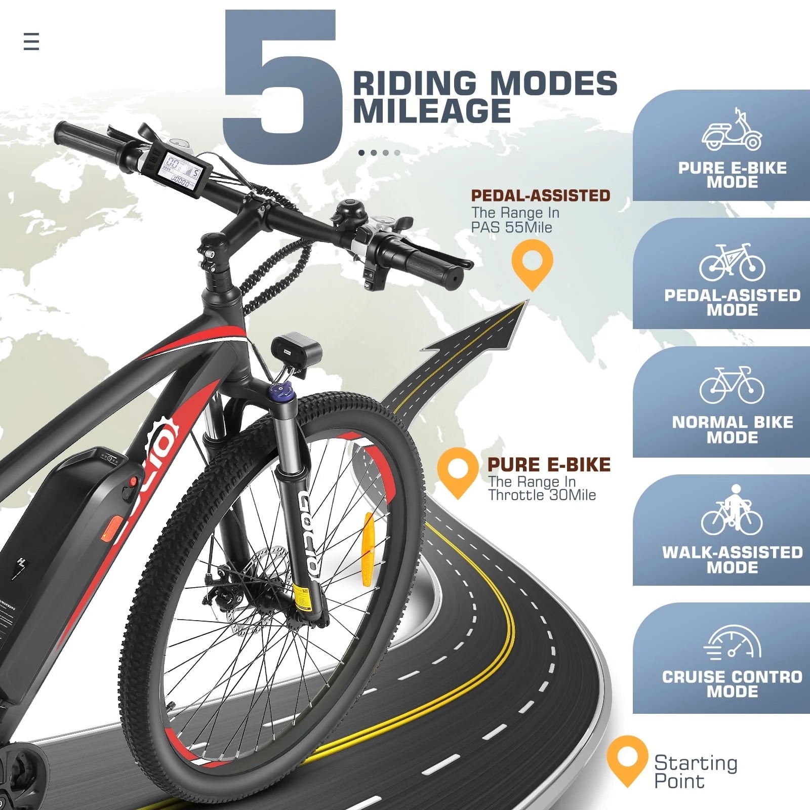 Gocio 27.5" Electric Bike, Peak 750W Electric Bike for Adults, 22mph Electric Mountain Bicycles, 48V 10.4ah Battery Ebike UL 2849, Aluminum Alloy, Lockable Suspension Fork, Shimano 21 Speed