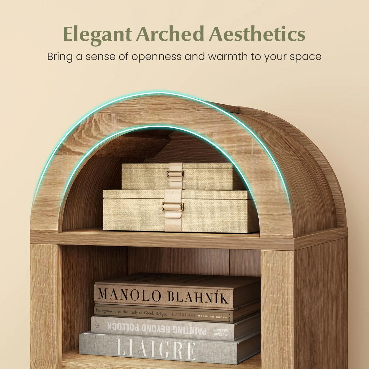Tangkula 71" Tall Arched Bookcase for Living Room