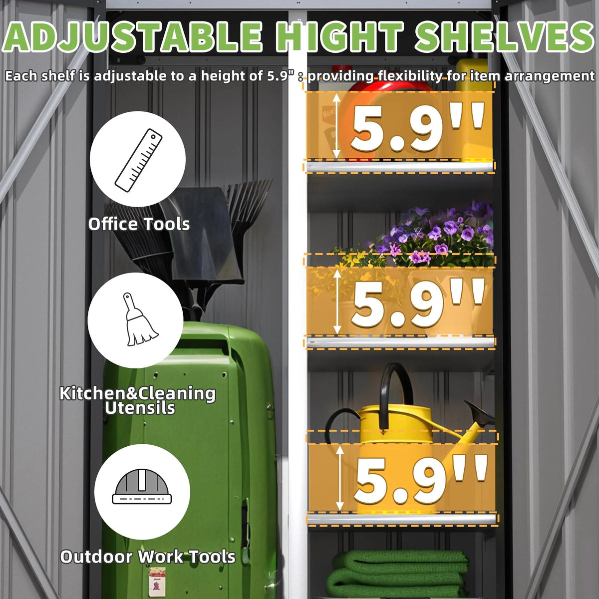 AECOJOY Outdoor Storage Cabinet Waterproof with Shelves, Vertical Tall Sheds Cabinet