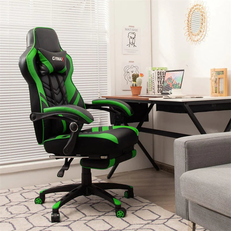 Ergonomic Gaming Chair Recliner with Footrest, Linkage Armrests & Lumbar Support, Big Wide High Back Swivel Video Gaming Office Computer Chair