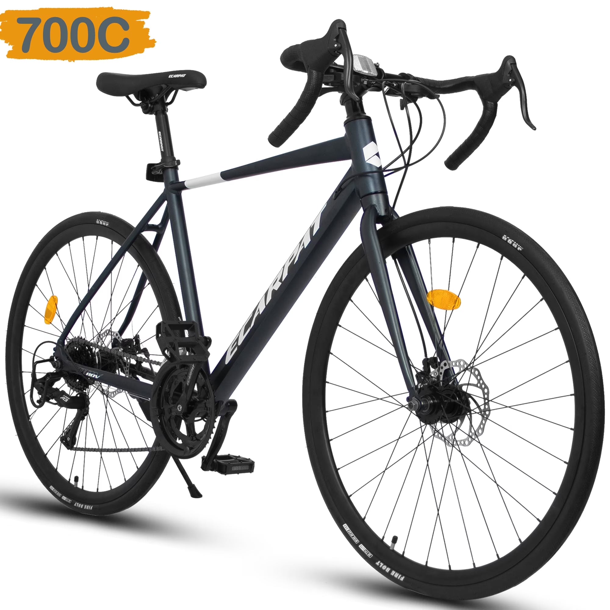 POVANLI 700C Road Bike for Men Women, 16 - Speed Outdoor Bike Disc Brakes, Racing Bike Light Weight Aluminum Frame, City Commuting Road Bicycle L Size, Adults Ages 14+, Gift(Dark Blue)