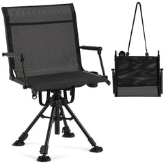 AECOJOY No Cushion Hunting Chair, Durable Metal Frame, Silent Swivel for Outdoor Shooting & Fishing
