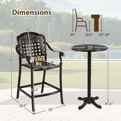 Tangkula 3 Piece Patio Bar Set