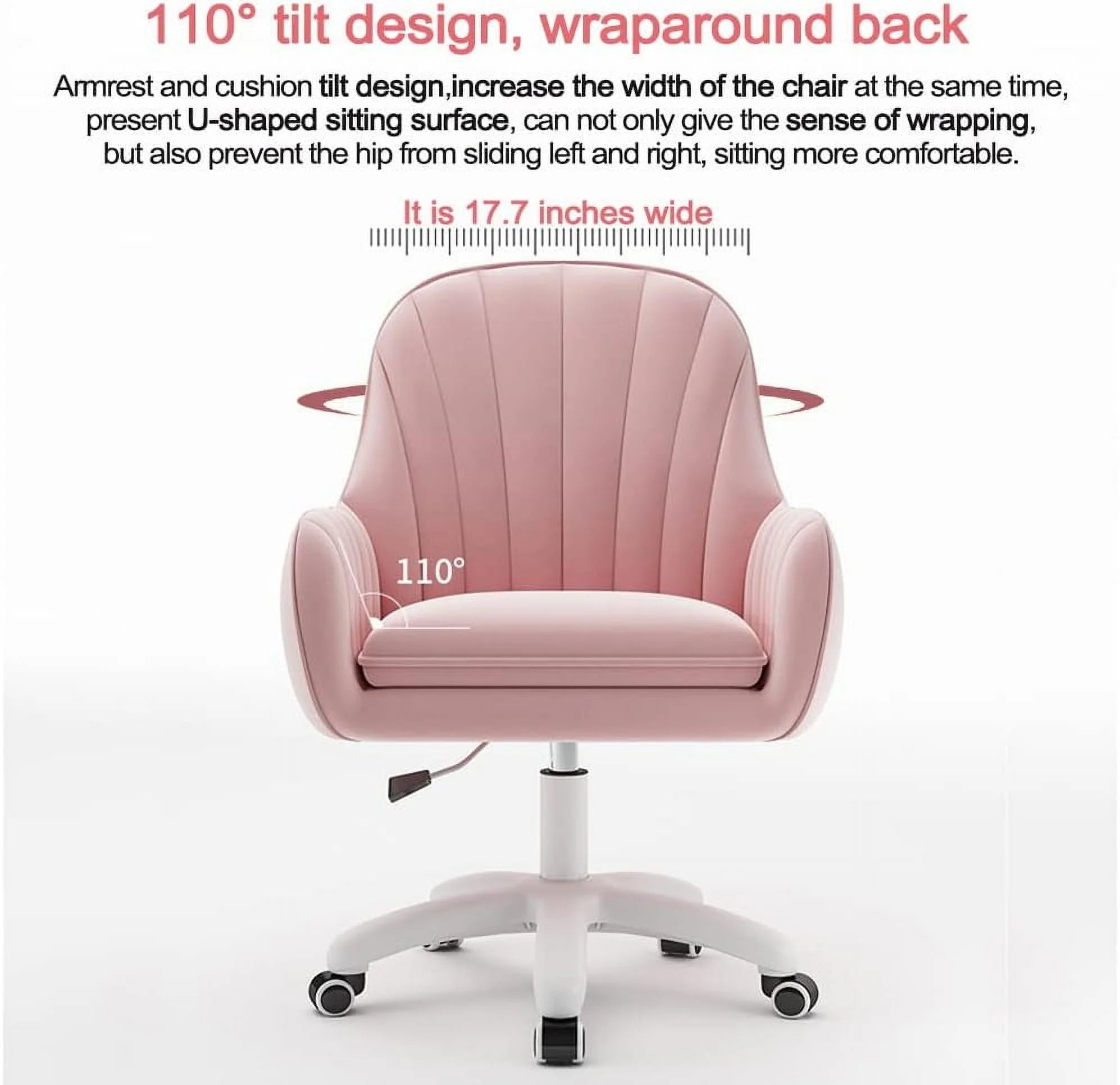 Home Office Chair Computer Chair with Mid - Back Upholstered Modern Tufted Computer Task Chair Swivel Height Adjustable Velvet Accent Chair.white