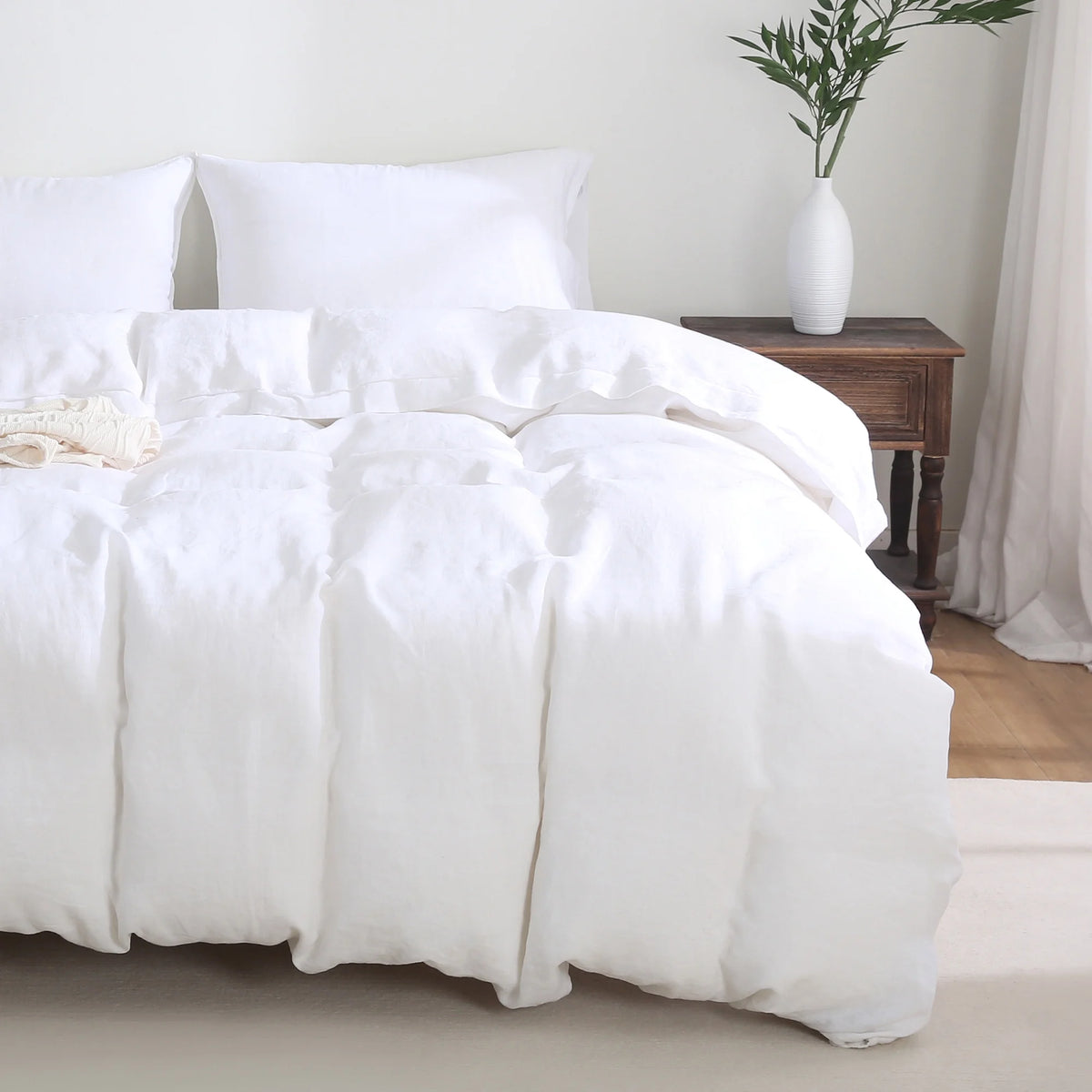 100% Pure Linen Duvet Cover with Button Closure and Corner Ties Soft & Breathable - Natural Full/Queen