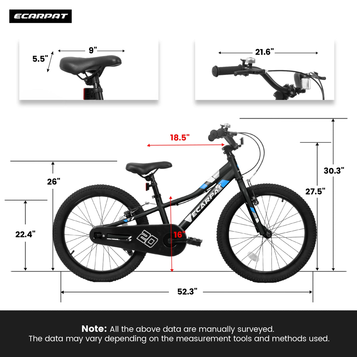 Ambifirner 20 in BMX Style Bike, Hi - Ten Carbon Steel Frame with Front V - Brake & Rear Coaster Brake, Easy Assembly, Adjustable Seat for Learning Riders (Blue)